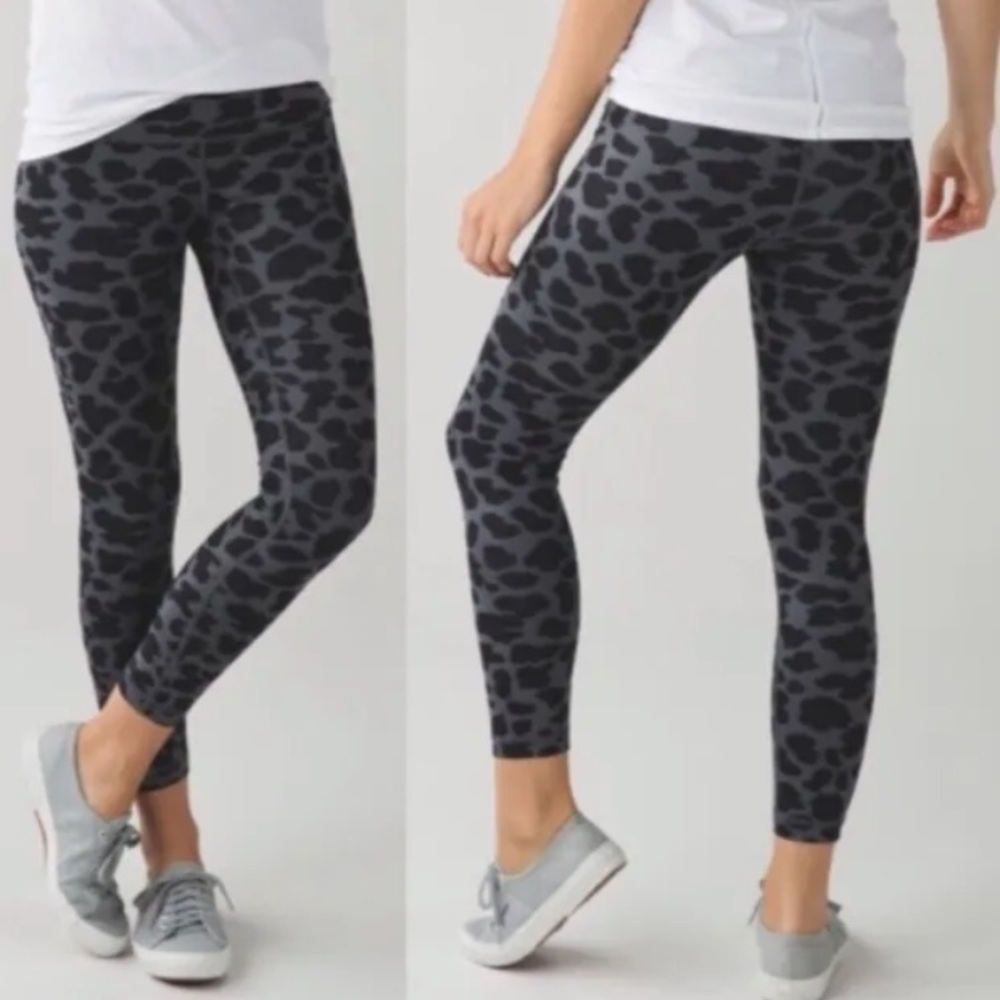 NWOT Lululemon High Times Pant Cherry Cheetah Dark Slate Black